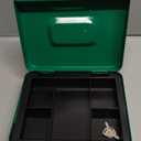 KYODOLED Large Lock Box with Money Tray,Storage Cash Box with Lock,Safe Metal Box for Money,9.84"x 7.87"x 3.54" Green Large