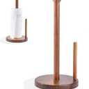 14" Acacia Wooden Paper Towel Holder, 6.7" Large Heavy Base Wooden Kitchen Towel Roll Stand Organizer Free Standing, Rustic Farmhouse Paper Towel Holder Stand, Standing Paper Towel Roll Holders (Acacia Double Stick)