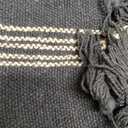 Plaid Black & Tan Fringed Woven Cotton Blend Throw, One Size