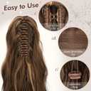FESHFEN Ponytail Extensions, Long Claw Clip in Ponytail Hairpiece Synthetic Pony Tails Hair Piece Natural Wavy Hairpieces for Women, 20 inch Honey Blonde Mixed Light Brown