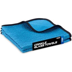 VIKING Glass Microfiber Cleaning Cloth for Car and Home 2 Pack, Glass Towels for Mirror, and Picture Frames, and Car Detailing Kit, 16 inch x 16 inch, Blue