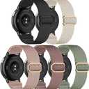 5 Pack Stretchy Nylon Watch Bands Compatible with Garmin Vivoactive 5/6/Forerunner 55/165,20mm Soft Elastic Fabric Adjustable Replacement Sport Straps for Garmin Venu Sq 2 Women Men (black/starlight/rose pink/cactus/smoke violet)