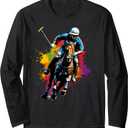 Colorful Polo Player Boy on Mens Polo (Equestrian) Long Sleeve T-Shirt, 2XL