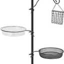 Bird Feeding Station, 90.55in 4-Hook Feeding Station for Outdoors, Squirrel-Proof with Tray Humming Bird Feeder Bracket for Easy Assembly Suitable for Courtyards Gardens (Black)