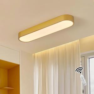 Dimmable LED Ceiling Light, Modern Linear Metal Ceiling Lamp, 23.6" Flush Mount Ceiling Chandelier Lighting Fixture for Hallway Aisle Kitchen Dining Room, Gold