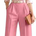 Women’s Work Pants/Office Trousers – High-Waisted, Straight Leg, Stretchy, Breathable, Wrinkle-Resistant Business Casual Work Pants with Pockets, Airport Outfit - Medium, Candy Pink