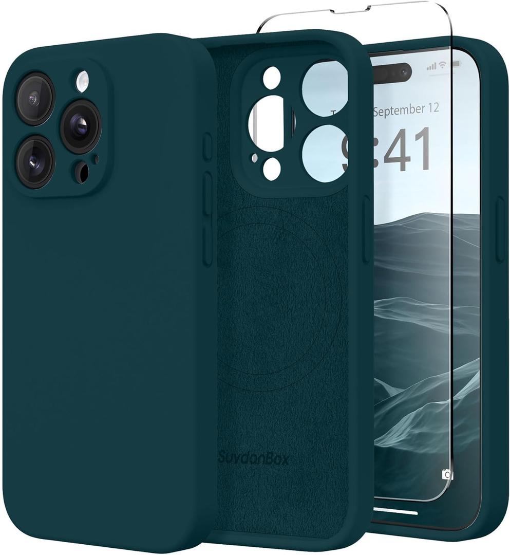 Magnetic for iPhone 14 Pro Case, Compatible with MagSafe, [Full Camera Protection][Screen Protector] Silicone Shockproof Protective Phone Case for iPhone 14 Pro 6.1", Deep Blue