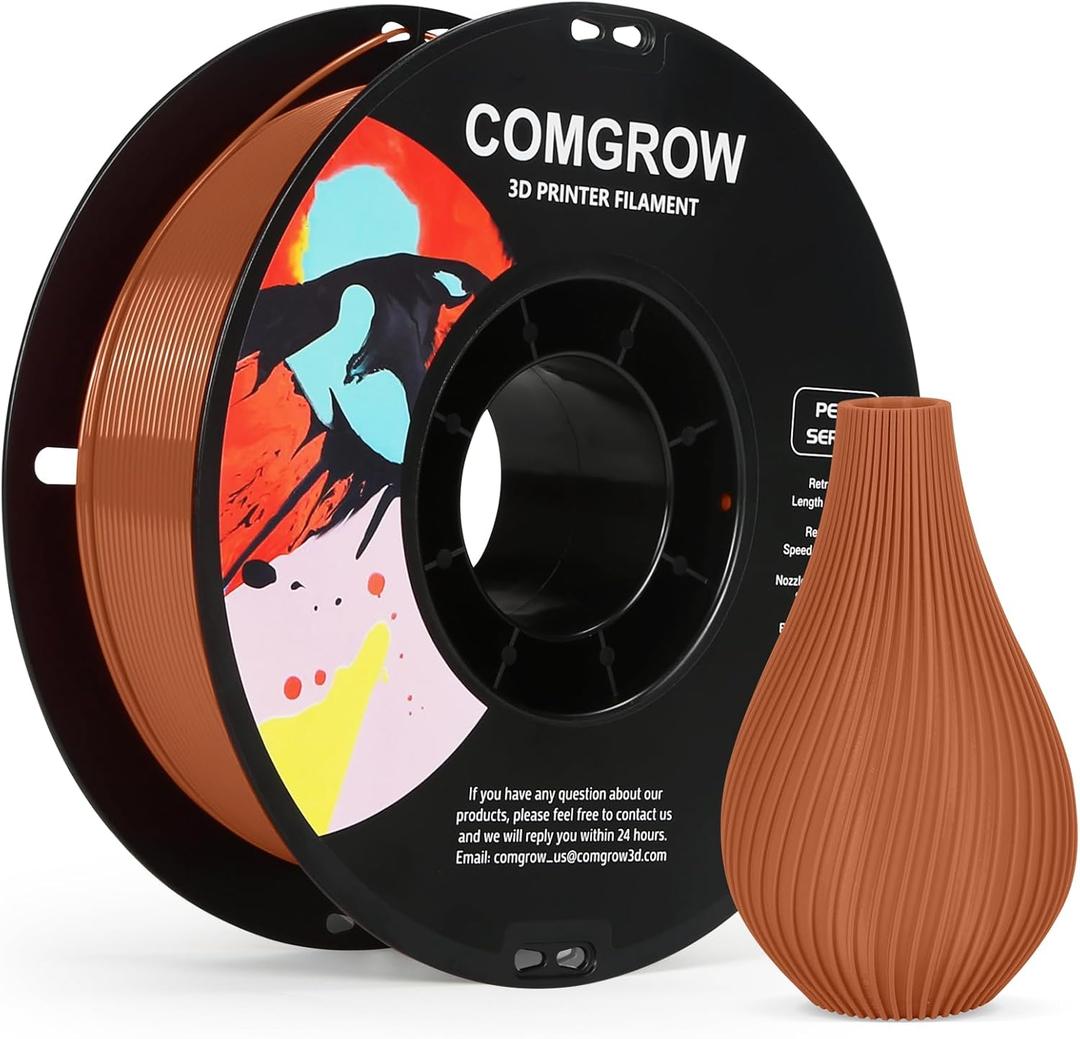 Comgrow PETG 3D Printer Filament 1.75mm, High Precision and Tough 3D Printer Filament 1kg (2.2LBS), Dimensional Accuracy +/- 0.02 mm, Fit Most 3D Printers Brown