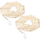 Boao 20 Feet Christmas Wooden Beads Garland Beige Christmas Tree Garland Wall Hanging Prayer Beads for Holiday Home Rustic Farmhouse Natural Boho Decor