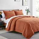 Love's cabin California King Size Quilt Bedding Set Umber Bedspreads - Cal King Summer Lightweight Bedspread Comforter - Coin Pattern Coverlet for All Season - 3 Pieces (1 Quilt, 2 Pillow Shams)