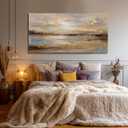NBAODAN Abstract Wall Art for Living Room Gold and Orange Wall Decor for Living Room Large Neutral Art Pictures Modern Artwork 29x58 Inch Bedroom Dining Room Decorations