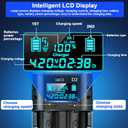 18650 Battery Charger,LCD Display Charger for 3.7V Li-ion Battery 18650,26650,21700,18500,18350,16650 1.2V LiFePO4 Ni-MH Ni-Cd A AA AAA Rechargeable Batteries(Battery not Included)