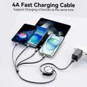 MINLU Multi Charging Cable 4A, 2Pack 4Ft Retractable Multi Fast Charger Cable, Multiple Charging Cord, 4 in 1 Multi USB Cable with Type C/Micro USB Ports for Cell Phones/IP/Galaxy/PS/Tablets/iPads