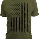 Gym Life Men's American Flag Athletic Performance Short Sleeve Workout T-Shirt, Olive Green (Green, XXL)