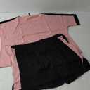 CiCiBird Women Casual 2 Pieces Outfits Summer Matching Lounge Set Comfy Sweatsuit Jogger Sets Short Sleeve Top and Shorts with Pockets Pink XL