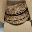 CENBOSS Woven Placemats (13.5" Set of 4, Brown Wash) Round Placemat, Wicker Place mats, Rattan Place mat, Plate Chargers