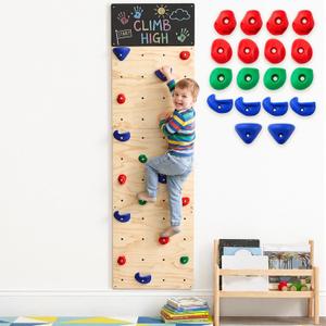 Rock Climbing Wall for Kids, 82.5 x 23.6 Inch with Blackboard