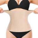 Nebility Waist Trainer for Women Plus Size Corset Shapewear Tummy Control Waist Cincher Postpartum Girdle Body Shaper (X-Large Regular, Beige Regular Size)