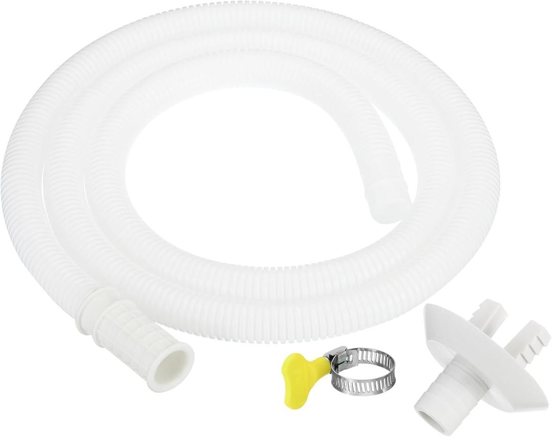 PATIKIL 4.9ft Air Conditioner Drain Kit, Universal AC Drain Hose Connector Hose with Clamp Connector 2 for Mini-Split Window AC Unit Faucet, White