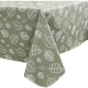 Walrus Heavy Duty Vinyl Tablecloth with Flannel Backing Waterproof Oil-Proof Plastic Table Cloth Stain-Resistant Wipeable Rectangle or Square Table Cover for Indoor and Outdoor (Leaf, 60 x 102 Inch)