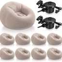 Realspring 9 Pcs Inflatable Bean Bag Chairs for Adults with Electric Air Pump, Blow up Couch Folding Portable Inflatable Couch Lazy Sofa for Outdoor Movie Night Camping(Coffee,9 Pcs), 38.5 x 21.6 x 11 inches