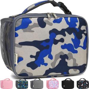 Insulated Lunch Box for School, Thermal Reusable Durable Freezable Lunch Bags for Kids Boys Girls Men Women - Small Soft Cooler Portable Lunch Tote Kit for Work Picnic Travel,Blue Camo