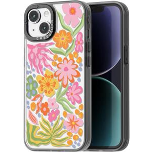 Compatible for iPhone 13 Case Cute Aesthetic - Durable Fashion Funny Phone Case - Girly Passion Flower Pattern Print Cover Design for Woman Girl 6.1 inches Black