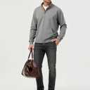 JMIERR Mens Corduroy Sweatshirt Casual Stand Collar Quarter Fall Metal Button Pullover Sweaters Long Sleeve with Pockets (Gray, XXL)