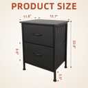 Nightstand with Fabric Bins, Bedside Furniture, Night Stand, End Table Nightstand Storage Tower Unit Organizer with 2 Fabric Bins for Living Room (Black)