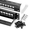 VCELINK 24 Port Keystone Patch Panel, with 20 x Blank Keystone Jack Inserts, Blank 1U CAT6 Rackmount Panel with Removable Cable Management Bar for RJ45/RG6/Fiber Keystone, 19 Inch