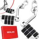 Benlari Highway Pegs,1.25" Highway Footpegs 304 Stainless Steel Adjustable Long Angled Fit for Harley Davidson Touring Street Glide Road Dyna Sportster Softail fits 1-1/4"(32mm) Engine Guard(Chrome)