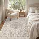 4x6 Area Rugs Living Room: Washable Rug for Bedroom Brown Beige