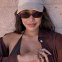 Retro Oval Sunglasses for Women Chic Cat Eye 90s Sunnies Lightweight Narrow Shades Trendy UV protection Sun Glasses (Brown Frame - Brown Lens)