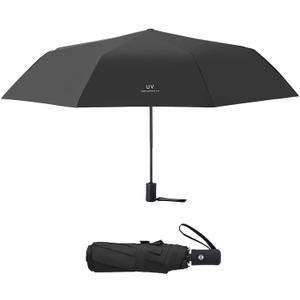 Windproof Compact Travel Umbrella Auto Open/Close - Premium Fiberglass Frame for Rain & Sun Protection - Lightweight Mini Umbrella Fits Purse, Backpack, Car (Black)