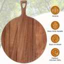 15.4 x 11.4 Inch Acacia Large Wood Cutting Board with Handle Large Round Wooden Cutting Boards Cutting Serving Board for Kitchen Meat Bread Cheese Pizza Vegetables Board Wedding Housewarming Gift