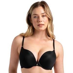 Smart & Sexy womens Maximum Cleavage Underwire Push Up Bra, Black Hue With Lace Wings, 34B US