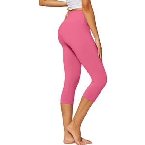 Conceited High Waisted Ultra Soft Leggings for Women - Full Length, Capri Length and Biker Shorts  (Small-Medium, Fuchsia Pink)