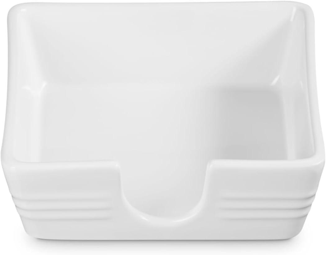 Le Creuset Stoneware Signature Cocktail Napkin Holder, 6 ", White