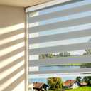 Changshade Cordless Zebra Blinds for Windows, Light Filtering Dual Layer Zebra Shades, Free-Stop Roller Blinds, Privacy Day Night Light Control for Bedroom Living Room Office, Gray, 36" W x 48" H