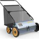 26" Push Lawn Sweeper - New Upgraded 4 Wheels, Durable All-Steel Base