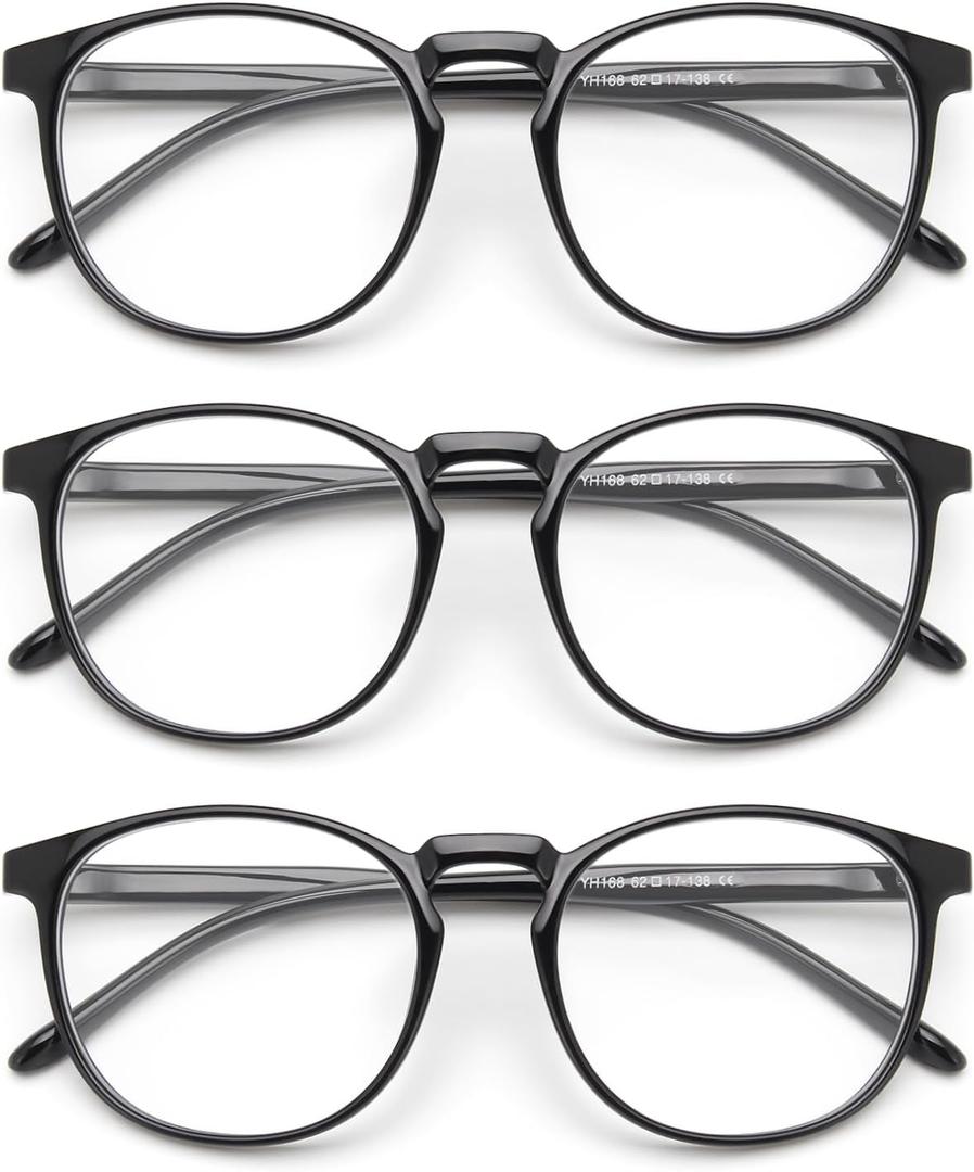 IBOANN Chic & Comfy Blue Light Glasses for Women - 3-Pack Round Frames, Screen-Ready Style with UV Protection Coating