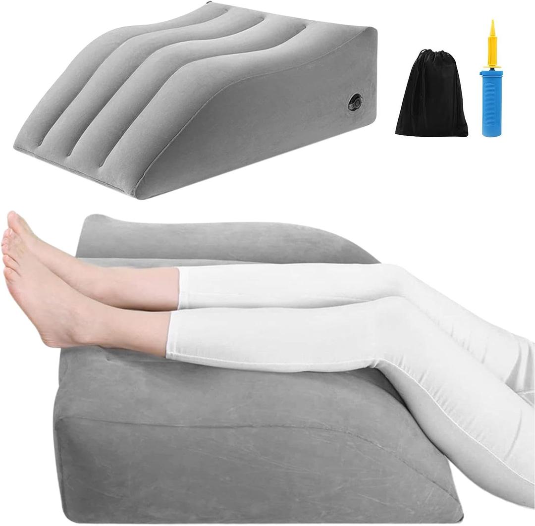 Leg Elevation- Pillows for After Surgery, Inflatable Wedge Pillows for Sleeping, Swelling, Circulation, Bolster Pillow Pain Reliefs for Legs Back for Pregnant, Surgery and Injury(grey,Size:as shown)
