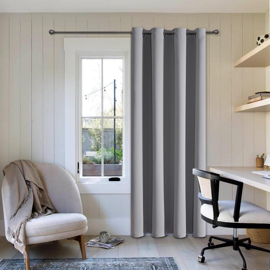 ChrisDowa Grommet Blackout Curtains for Bedroom - Thermal Insulated Room Darkening Curtains for Living Room (1 Panel Set, Light Grey, 52W x 72L)