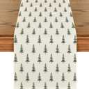 Artoid Mode Beige Xmas Tree Christmas Table Runner, Seasonal Winter Kitchen Dining Table Decoration for Home Party Decor 13x120 Inch