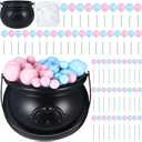 62 Pcs Halloween Gender Reveal Party Decoration a Baby Is Brewing Bubbling Cauldron Set Party Centerpiece 1 Crucible with Cotton 60 Blue Pink Balls Decor