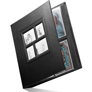 Photo Album 4x6 - Picture Album 500 Slots of Horizontal and Vertical Photo Slots, Album Cover is Designed with Faux Leather, Great for Wedding, Anniversary, Baby, Family, (Black)