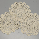 Handmade Crochet Round Cotton Lace Table Placemats Doilies Value Pack [Set of 3], Medallion, 9.5 x 9.5 inch, Beige