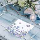2 x 80 Pcs Floral Paper Napkins Summer Watercolor Blue Wildflower Butterfly Disposable Napkins Flower Blossom Luncheon Dinner Napkin for Spring Wedding Baby Shower Birthday Tea Party Supplies