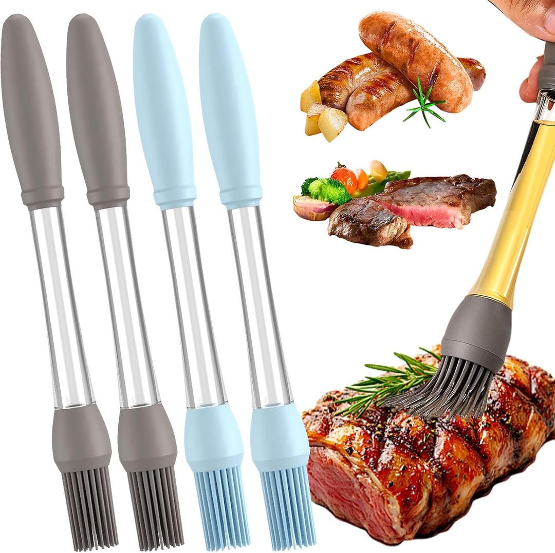 4 Pack Basting Brush for Cooking, Silicone Heat Resistant Pastry Brushes, Spread Oil Sauce Butter, Food Brush for Cooking, BBQ, Barbecue, Baking, Grilling Tool Kitchen Gadget Home Outdoor Use
