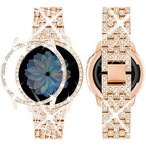 SUPOIX Band Case Compatible for Samsung Galaxy Watch FE 40mm 2024/ Galaxy Watch 5/4 40mm 44mm, 20mm Women Bling Replacement Strap&PC Protective Bumper Face Cover for Galaxy Watch 5/4 (Size Optional)